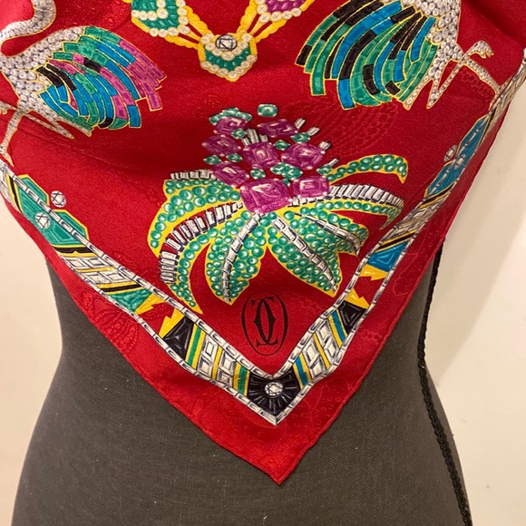 Cartier must de Cartier Paris silk scarf swan - Picture 3 of 15